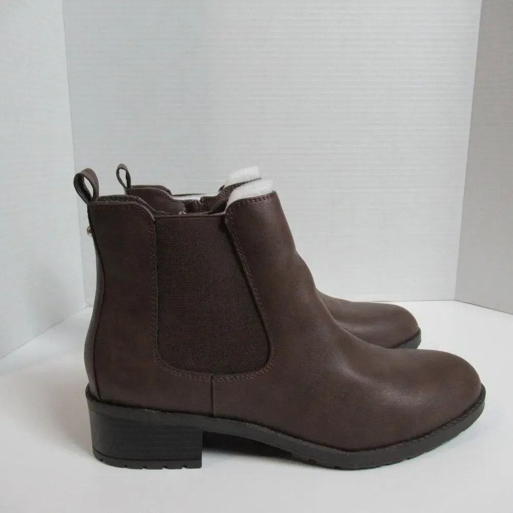 Simply Vera Boots 9.5 M Black Jaeger Buckle Ankle Bootie Faux Leather High Heel